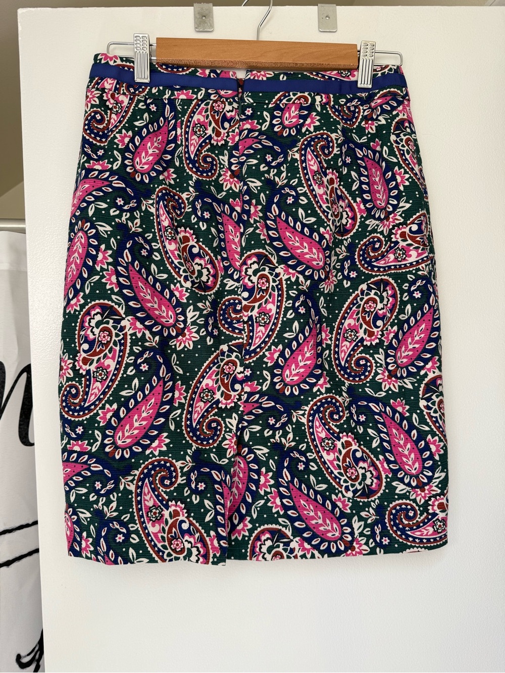 Boden Pink and Green Paisley Pencil Skirt